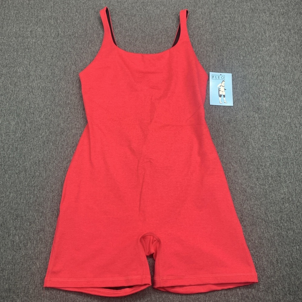 NWT Fleo Bodysuit Women's L Pink Open Back Jumpsuit One Piece Weightlifting